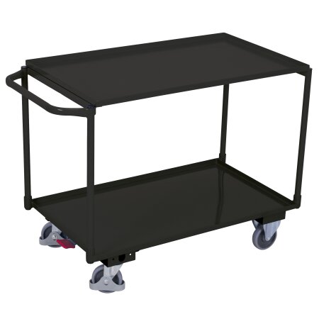 Tischwagen mit 2 Etagen, Wannen verschraubt, Rand 25 mm + EasySTOP-1