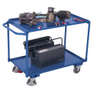 VARIOfit Tischwagen mit 2 Etagen, Wannen verschraubt, Rand 25 mm + EasySTOP - Anthrazitgrau