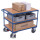 VARIOfit Tischwagen 250 kg mit 3 Ladeflächen hoher Schiebebügel Typ M + EasySTOP - Anthrazitgrau