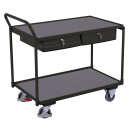 Tischwagen 250 kg mit 2 abschlie�baren Schubladen hoher Schiebeb�gel + EasySTOP-1