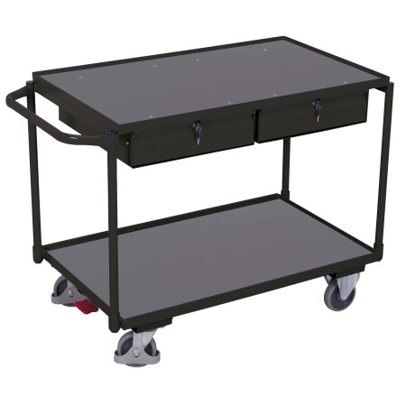Tischwagen 250 kg mit 2 abschlie�baren Schubladen + EasySTOP-1