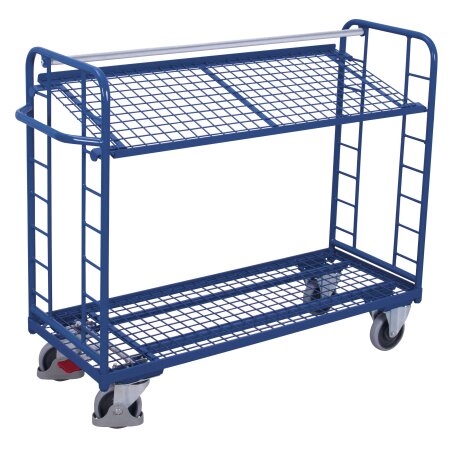 Etagenwagen mit 2 Drahtgitterb�den pulverbeschichtet 250 kg Traglast Typ M + EasySTOP-1