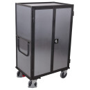 Stahlblech-Etagenwagen mit 1 festen und 4 variablen B�den Drehgriff-Doppelfl�gelt�r + EasySTOP Typ L-1