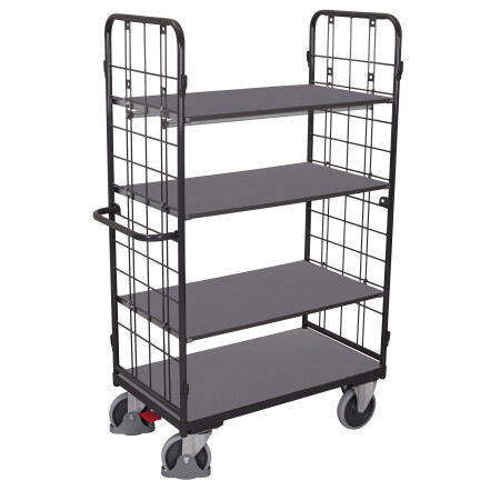 Paketwagen hoch mit 2 Gitterw�nden + 4 B�den 500 kg Traglast Typ M + EasySTOP-1