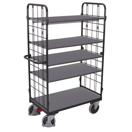 Paketwagen hoch mit 2 Gitterw�nden + 5 B�den 500 kg Traglast Typ L + EasySTOP-1