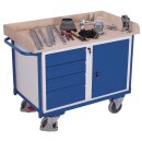 VARIOfit Werkstattwagen mit 1 Ladefläche, 1 Schrank, 4 Schubladen + EasySTOP