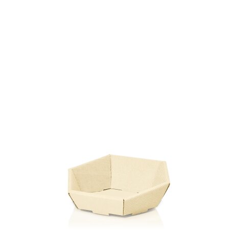 Präsentkorb 6-eckig "Modern Welle Creme" -mini-