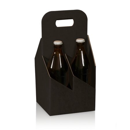Tragekarton "Natura Schwarz" 4er, Ø 75mm, Bier/Saft
