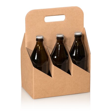 Tragekarton "Natura Pur" 6er, Ø 75mm, Bier/Saft