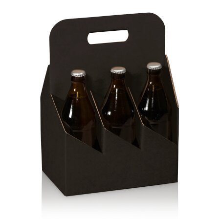 Tragekarton "Natura Schwarz" 6er, Ø 75mm, Bier/Saft