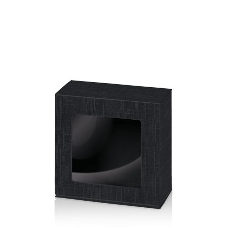 Geschenkbox "Seta Schwarz" -S- mit Folienfenster, Strukturkarton