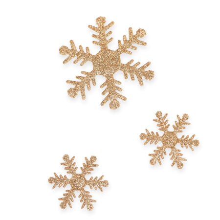 Sticker "Schneeflocke" Goldglimmer, Ø 40+60mm sortiert mit Klebepunkt