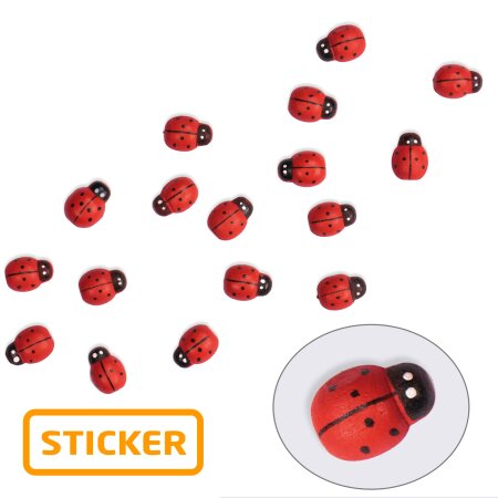 Sticker "Glückskäfer" Rot/Schwarz, Holz, mit Klebepunkt