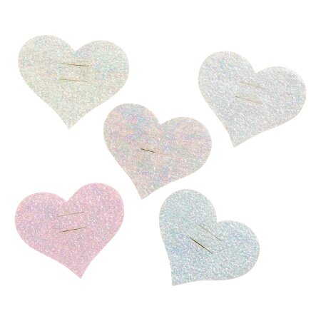 Herz "Pearl" mit Schlitz, 5-farbig sortiert, 53x60 mm Blau/Creme/Pink/Rosa/Weiß