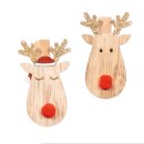 Holzklammer "Elch" sortiert, Natur/Rot, 56x25mm