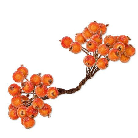 Beeren am Draht "Frost" Orange, 120x12mm, Bund mit 40 Stück