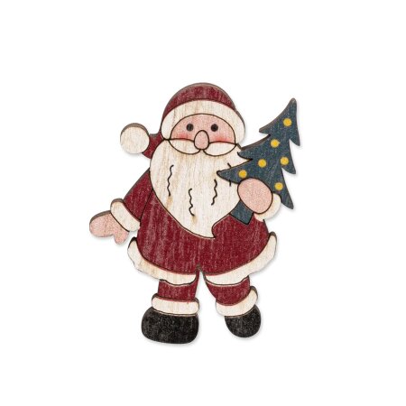 Sticker "Weihnachtsmann" Holz, Ø ca. 80mm, mit Klebepunkt