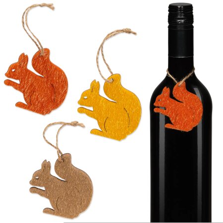 Anhänger "Eichhörnchen" 3-farbig sortiert, Holz, Ø ca. 60mm Braun/Gelb/Orange
