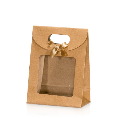 Tasche "Easypack" Kraftpapier+Schleife+Fenster -S-