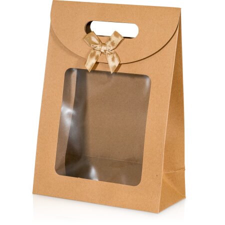 Tasche "Easypack" Kraftpapier+Schleife+Fenster -L-