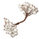 Beeren am Draht "Frost" Weiß, 120x12mm, Bund mit 40 Stück