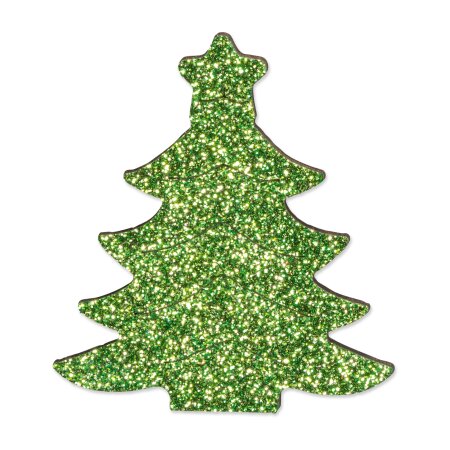 Sticker "Weihnachtsbaum Glimmer" Grün, 55mm, mit Klebepunkt