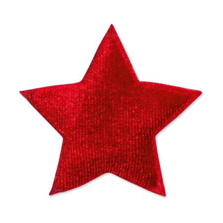 Sticker "Samtstern" Rot, Stoff, Ø 53mm, mit Klebepunkt