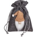 Geschenkbeutel "Weihnachtsmann" Grau/Natur, Filz, 200x146mm mit Zugband