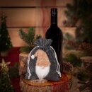 Geschenkbeutel "Weihnachtsmann" Grau/Natur, Filz, 200x146mm mit Zugband