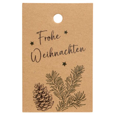 Papieranhänger "Zapfen" Natur, Kraftpapier, 85x55 mm