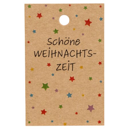 Papieranhänger "Weihnachtszeit" Natur, Kraftpapier, 85x55mm