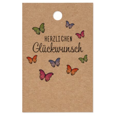 Papieranhänger "Herzlichen Glückwunsch" Natur Kraft, 85x55mm