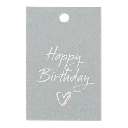 Papieranhänger "Birthday" Grau, Kraftpapier, 85x55mm