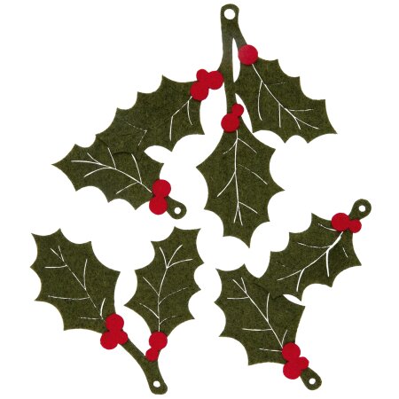 Anhänger "Ilex" sortiert, Grün/Rot, Filz, ca. 70-120mm