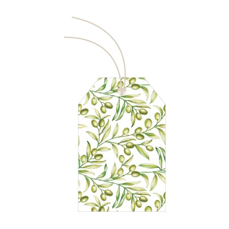 Papieranhänger "Oliven" Label mit Schnur, 80x52mm