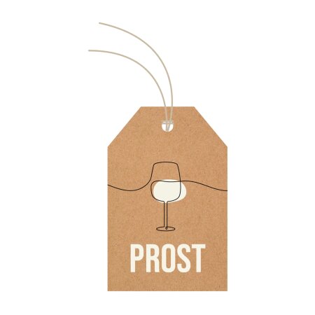 Papieranhänger "Prost" Label mit Schnur, 80x52mm