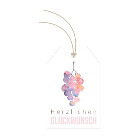 Papieranhänger "Rebe" Label mit Schnur, 80x52mm