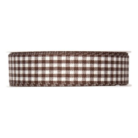 Geschenkband "Vichy-Karo" Braun 25mm x 25m
