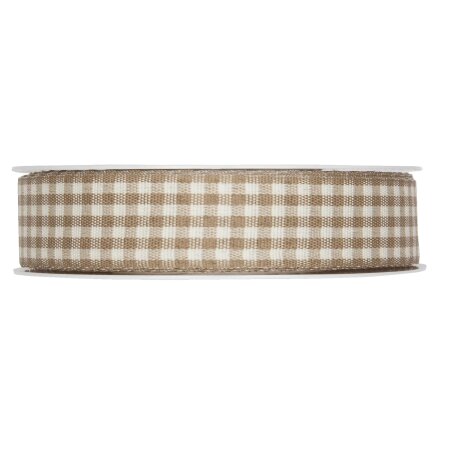 Geschenkband "Vichy-Karo" Natur 25mm x 25m