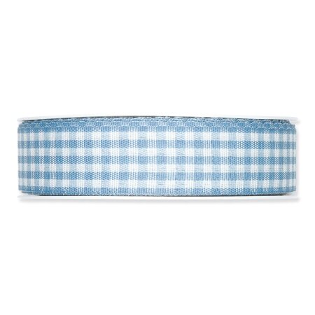 Geschenkband "Vichy-Karo" Hellblau 25mm x 25m