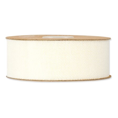 Geschenkband "Basic Weboptik" Creme, 40mm x 20m