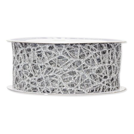 Geschenkband "Coral" Silber, 40mm x 10m (vormals GITTER)