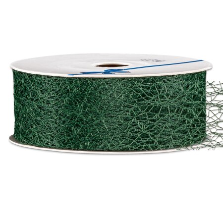 Geschenkband "Netz" Dunkelgrün 38mm x 20m