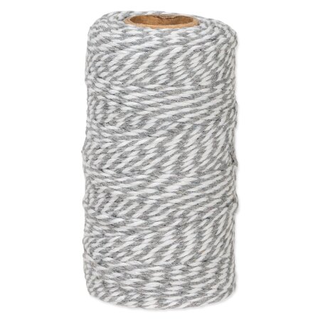 Baumwollkordel "Twist" Grau/Weiß, 2mm x 100m
