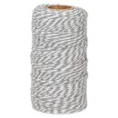 Baumwollkordel "Twist" Grau/Weiß, 2mm x 100m
