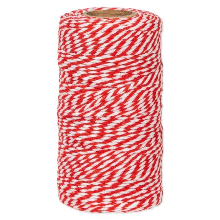 Baumwollkordel "Twist" Rot/Weiß, 2mm x 100m