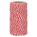 Baumwollkordel "Twist" Rot/Weiß, 2mm x 100m