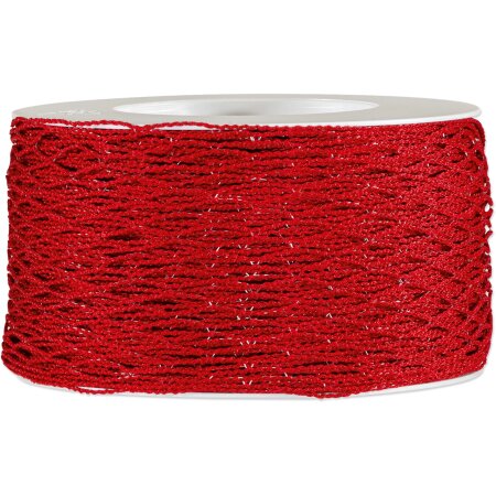 Geschenkband "Gitter Stretch" Rot, 50mm x 10m
