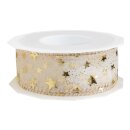 Geschenkband "Organza Sterne" Gold, 40mm x 20m,...