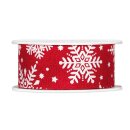 Geschenkband "Eiskristall" Rot/Weiß, 38mm...